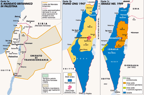 La divisione della Palestina ad opera dell'ONU (prima e dopo)